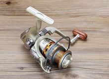 Load image into Gallery viewer, Wooden Handshake Spinning Fishing Reel