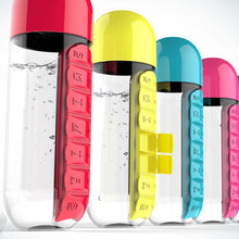 Load image into Gallery viewer, Convenient Plastic Water Bottle With Daily Pill Box