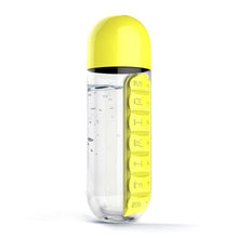 Load image into Gallery viewer, Convenient Plastic Water Bottle With Daily Pill Box