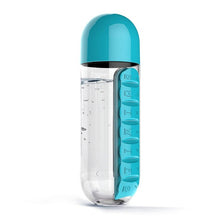 Load image into Gallery viewer, Convenient Plastic Water Bottle With Daily Pill Box
