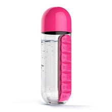 Load image into Gallery viewer, Convenient Plastic Water Bottle With Daily Pill Box